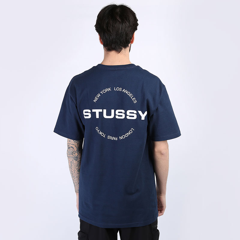мужская синяя футболка Stussy City Circle Tee 1904501-navy - цена, описание, фото 3